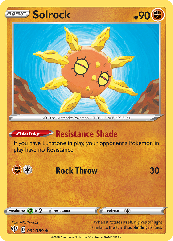 Solrock (092/189) [Sword & Shield: Darkness Ablaze] | Odin's Place