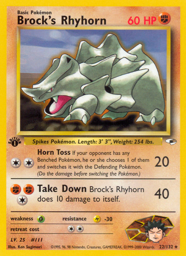 Brock's Rhyhorn (22/132) [Gym Heroes 1st Edition] | Odin's Place