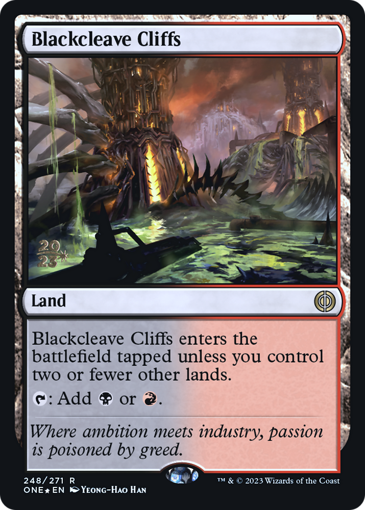 Blackcleave Cliffs [Phyrexia: All Will Be One Prerelease Promos] | Odin's Place