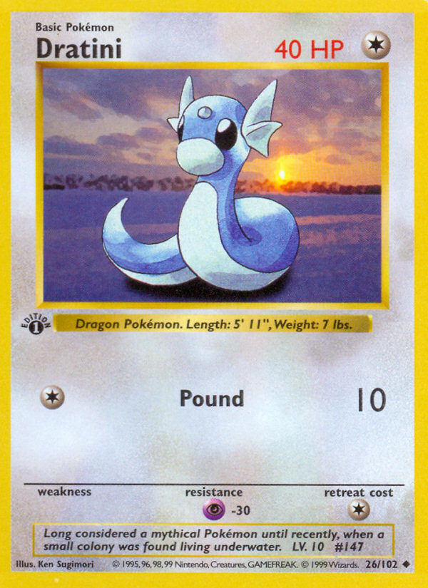 Dratini (26/102) (Shadowless) [Base Set 1st Edition] | Odin's Place