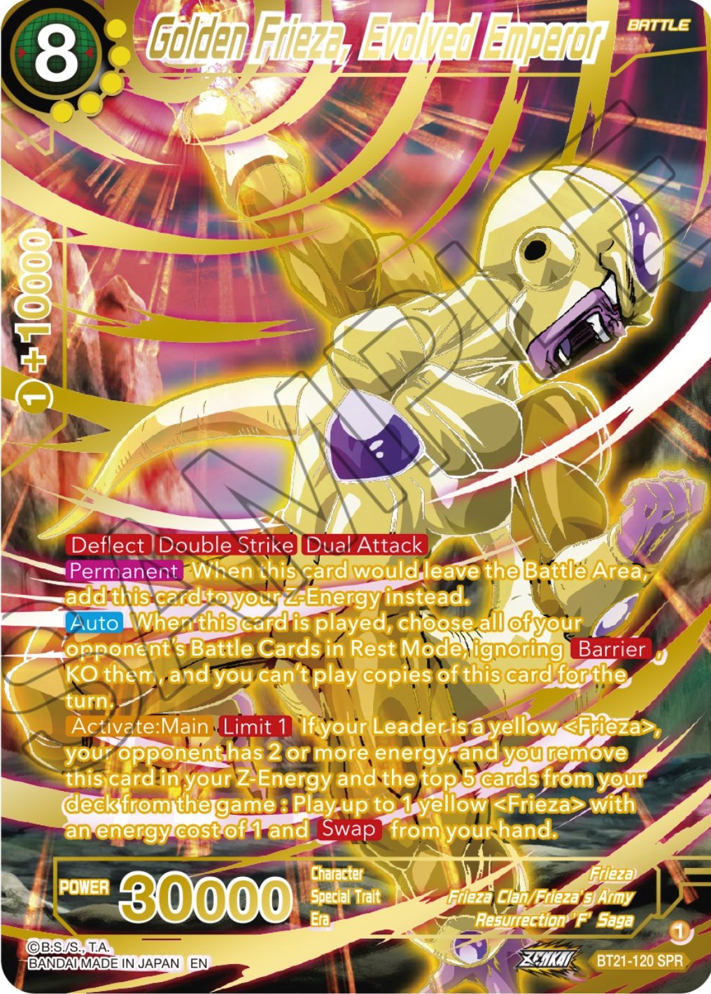 Golden Frieza, Evolved Emperor (SPR) (BT21-120) [Wild Resurgence] | Odin's Place
