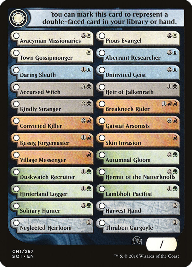 Shadows Over Innistrad Checklist 1 [Shadows over Innistrad Tokens] | Odin's Place