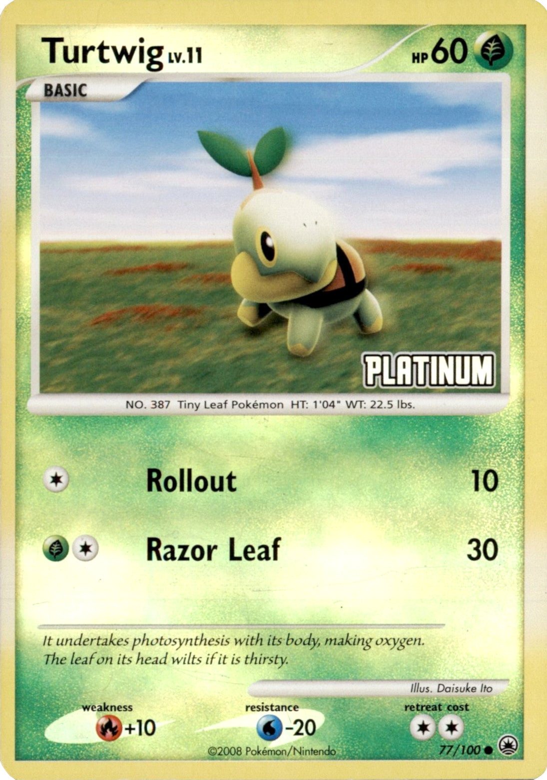Turtwig LV.11 (77/100) (Platinum) [Burger King Promos: 2008 Collection] | Odin's Place