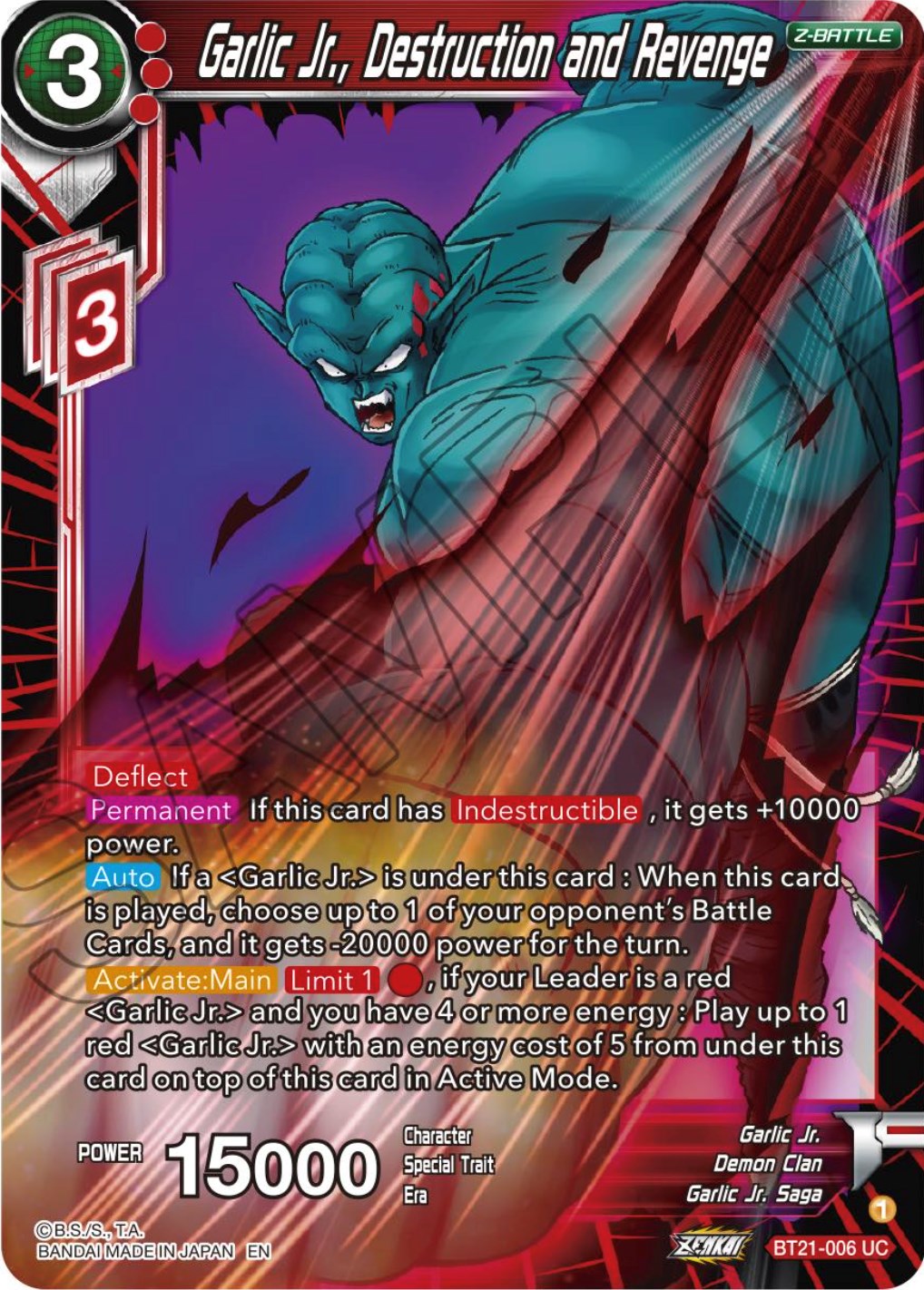 Garlic Jr., Destruction and Revenge (BT21-006) [Wild Resurgence] | Odin's Place