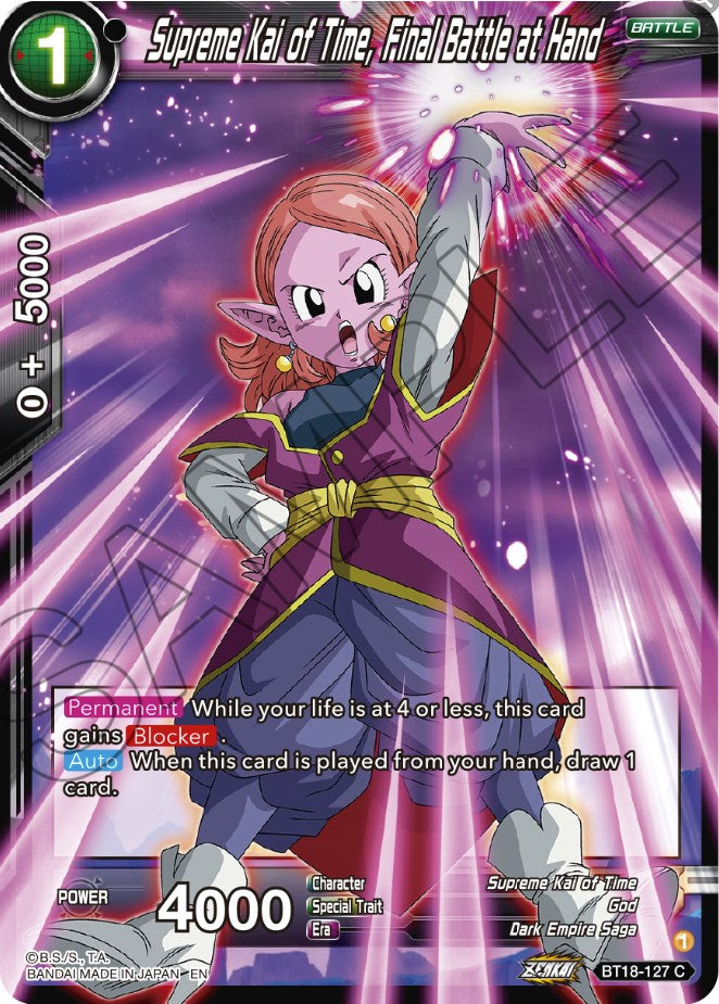Supreme Kai of Time, Final Battle at Hand (BT18-127) [Dawn of the Z-Legends] | Odin's Place