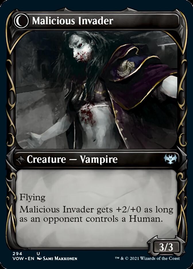 Innocent Traveler // Malicious Invader (Showcase Fang Frame) [Innistrad: Crimson Vow] | Odin's Place