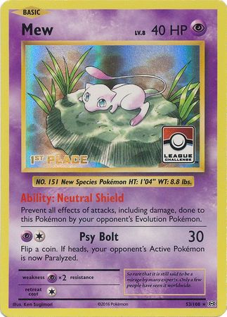 Mew (53/108) (League Promo 1st Place) [XY: Evolutions] | Odin's Place