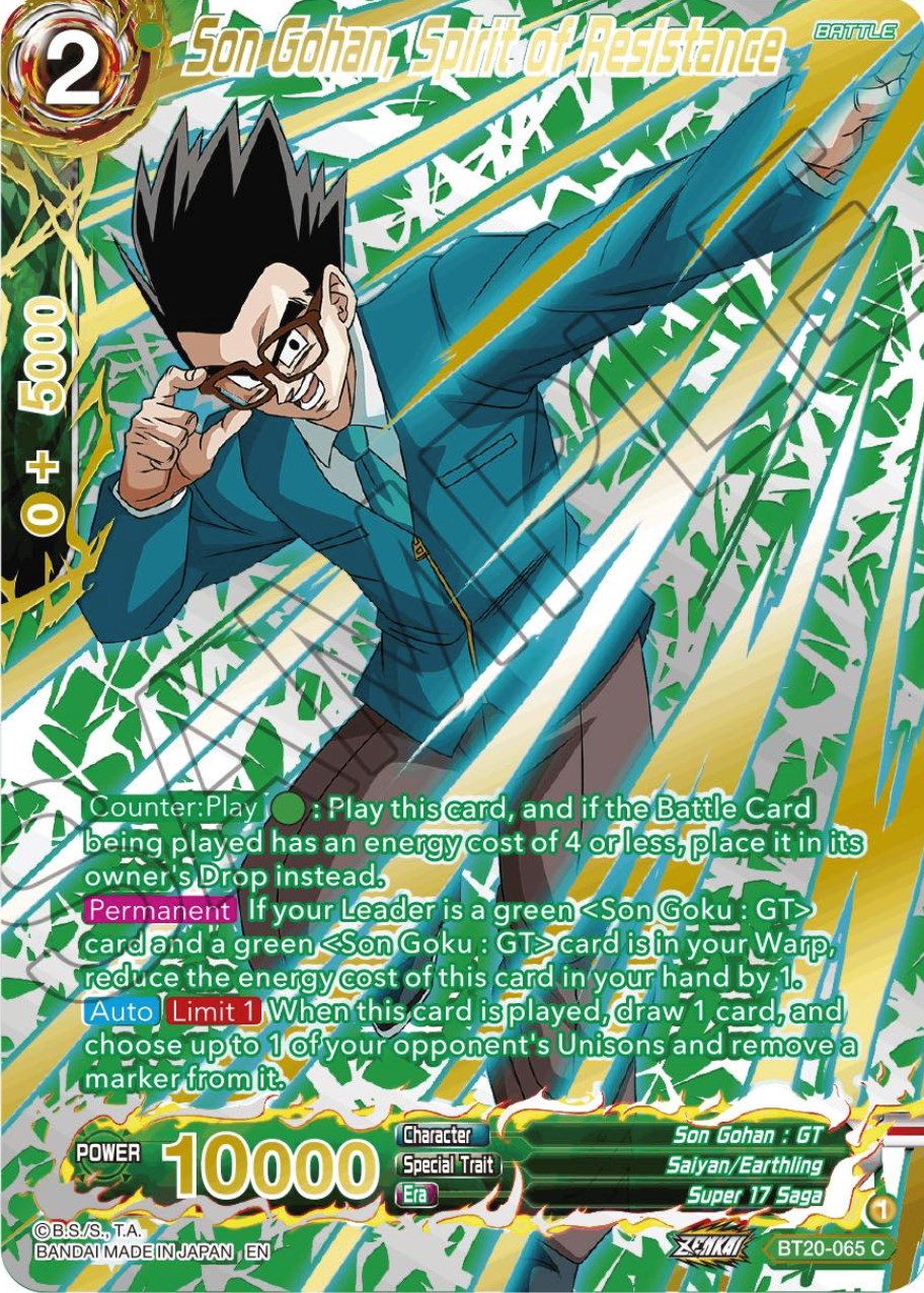 Son Gohan, Spirit of Resistance (Gold-Stamped) (BT20-065) [Power Absorbed] | Odin's Place