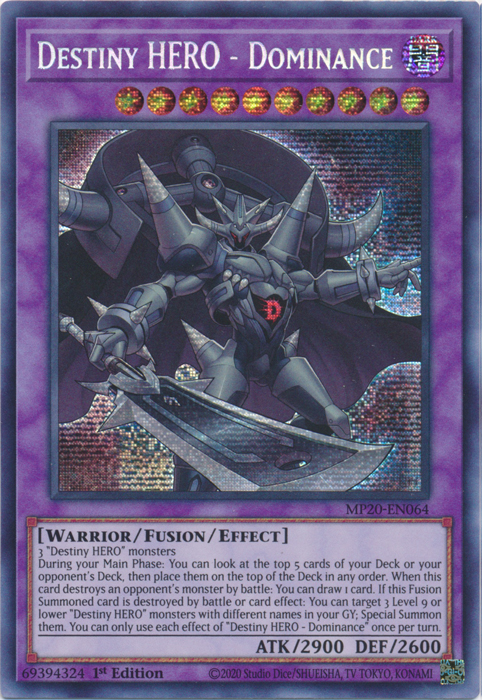 Destiny Hero - Dominance [MP20-EN064] Prismatic Secret Rare | Odin's Place