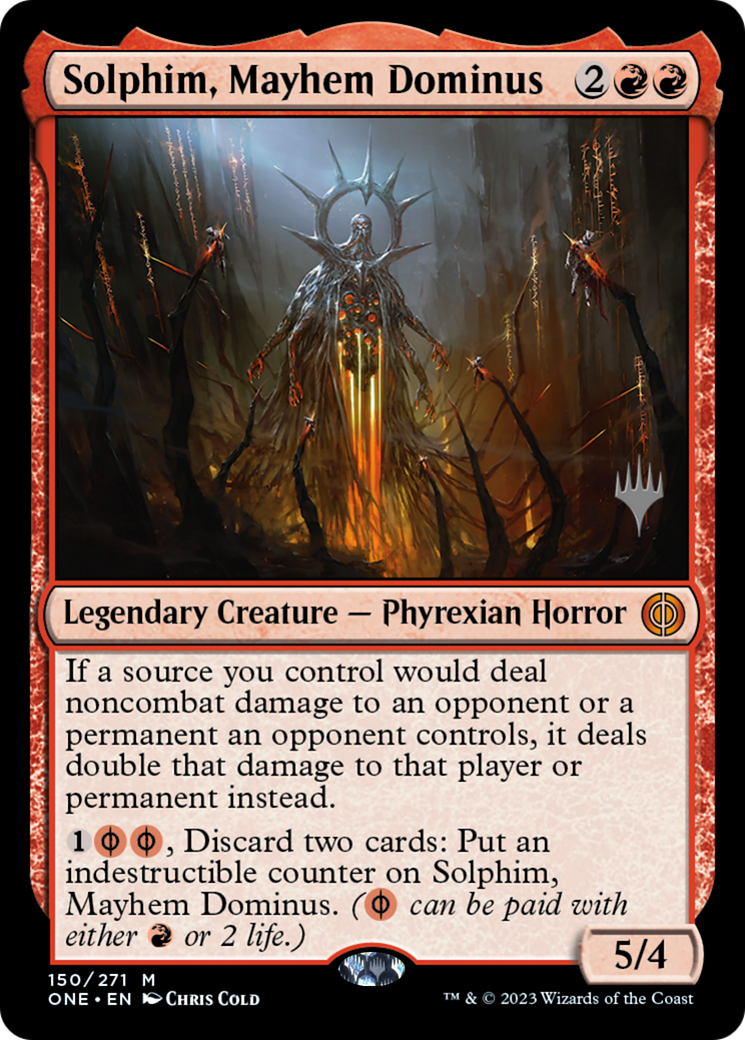 Solphim, Mayhem Dominus (Promo Pack) [Phyrexia: All Will Be One Promos] | Odin's Place