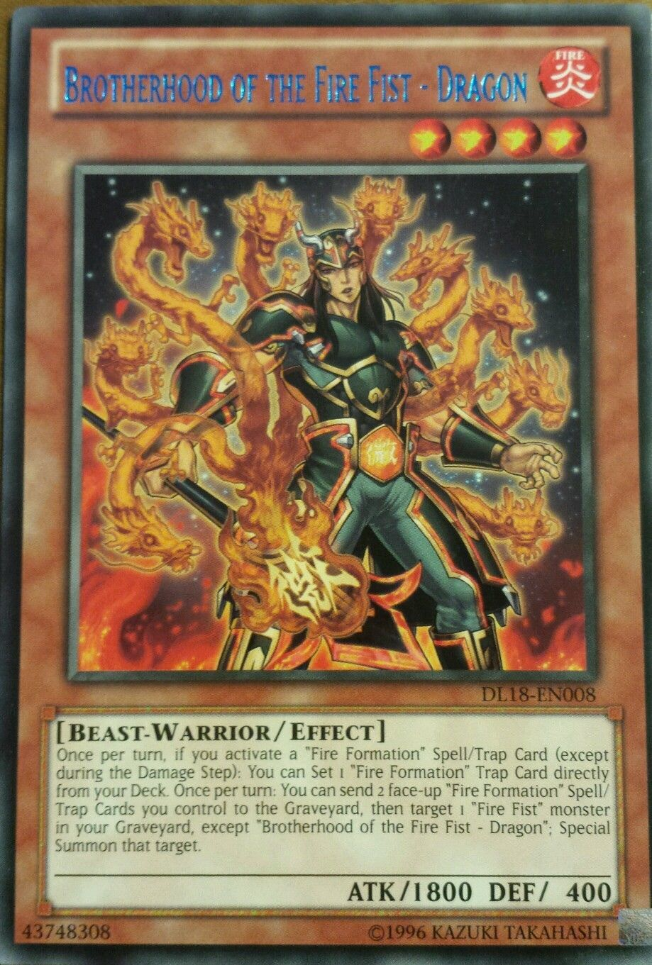 Brotherhood of the Fire Fist - Dragon (Blue) [DL18-EN008] Rare | Odin's Place