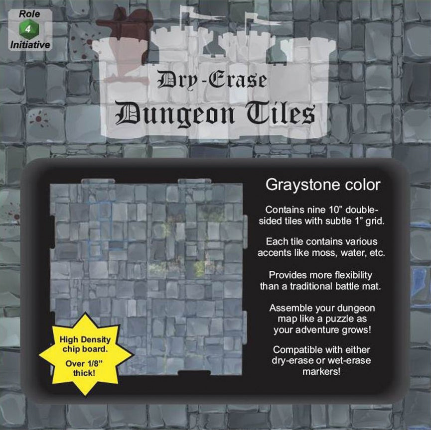 Dry-Erase Dungeon Tiles: Graystone 10 Inch | Odin's Place