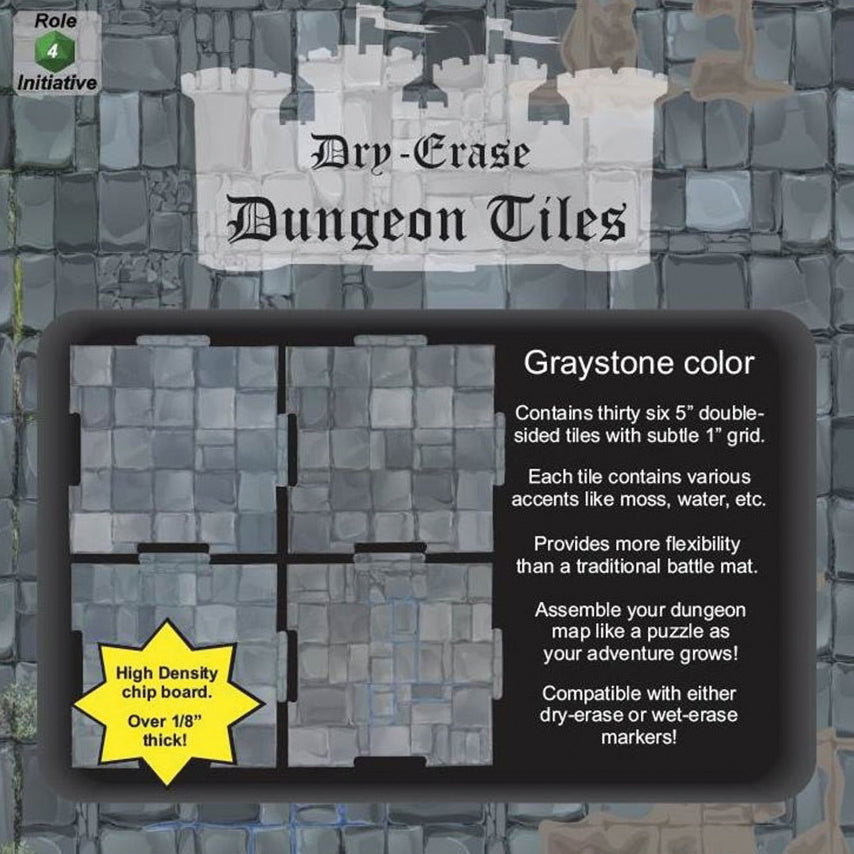 Dry-Erase Dungeon Tiles: Graystone 5 Inch | Odin's Place