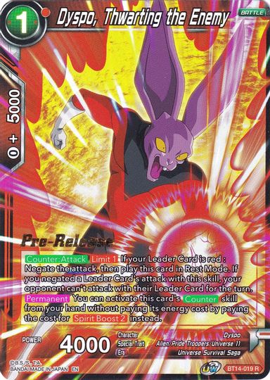 Dyspo, Thwarting the Enemy (BT14-019) [Cross Spirits Prerelease Promos] | Odin's Place