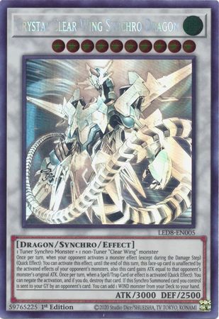 Crystal Clear Wing Synchro Dragon [LED8-EN005] Ghost Rare | Odin's Place
