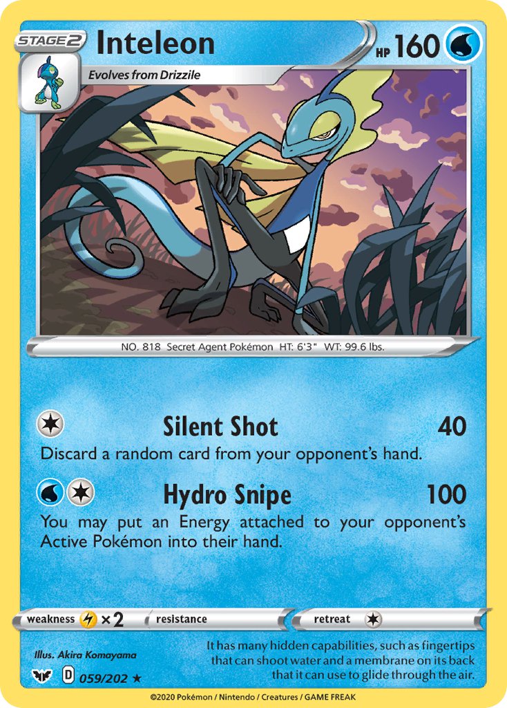 Inteleon (059/202) (Cracked Ice Holo) (Theme Deck Exclusive) [Sword & Shield: Base Set] | Odin's Place