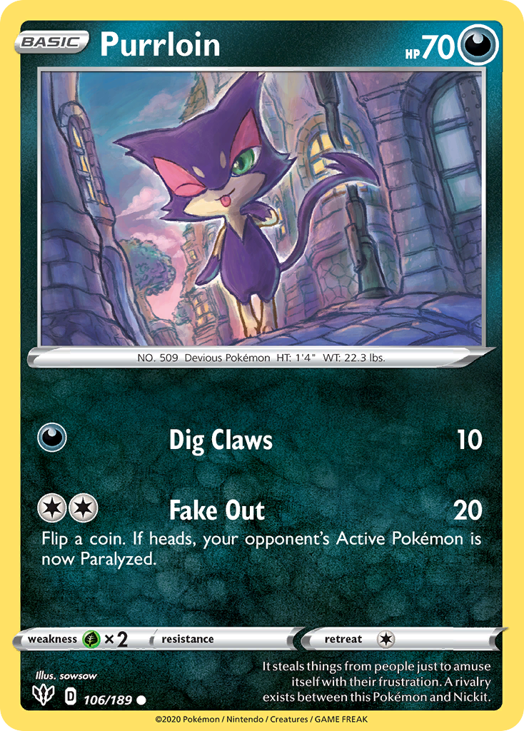 Purrloin (106/189) [Sword & Shield: Darkness Ablaze] | Odin's Place