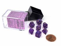 Chessex Borealis Mini Purple With Gold Luminary Poly 7 Set | Odin's Place