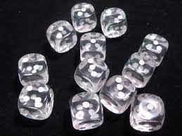 Chessex Translucent 16mm D6 Clear With White 12 ct | Odin's Place