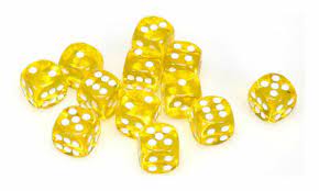 DO NOT USEChessex Translucent 16mm D6 Yellow With White 12 ct | Odin's Place