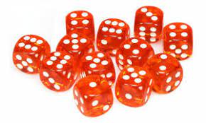 Chessex Translucent 16mm D6 Orange With White 12 ct | Odin's Place