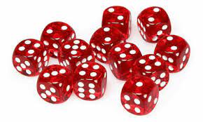 Chessex Translucent 16mm D6 Red With White 12 ct | Odin's Place