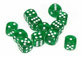 Chessex Translucent 16mm D6 Green With White 12 ct | Odin's Place