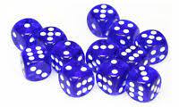 Chessex Translucent 16mm D6 Blue With White 12 ct | Odin's Place