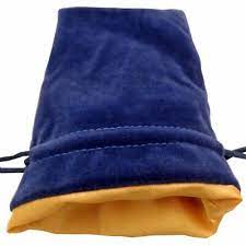 FanRoll Small Dice Blue Velvet Dice Bag with Gold Satin Lining | Odin's Place