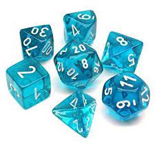 Chessex Transparent Mini Teal With White Poly 7 Set | Odin's Place