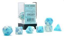 Gemini: Poly Pearl Turquoise-White/blue Luminary 7-Die Set | Odin's Place