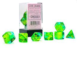 Gemini: Poly Translucent Green-Teal/yellow 7-Die Set | Odin's Place