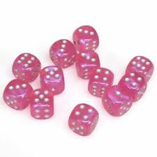 Chessex Pink/Silver d6 Dice | Odin's Place