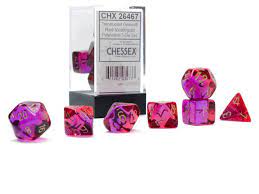 Gemini: Poly Translucent Red-Violet/gold 7-Die Set | Odin's Place