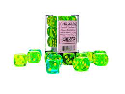 Gemini: 16mm d6 Translucent Green-Teal/yellow Dice Block | Odin's Place