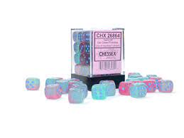 Gemini: 12mm d6 Gel Green-Pink/blue Luminary Dice Block | Odin's Place