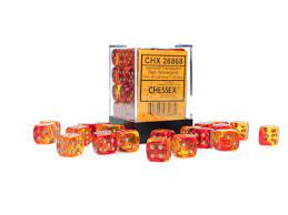 Gemini: 12mm d6 Translucent Red-Yellow/gold Dice Block | Odin's Place