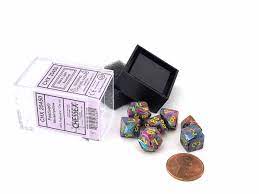 Chessex Festive Mini Mosaic With Yellow Poly 7 Set | Odin's Place