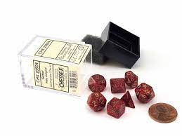 Chessex Glitter Mini Ruby with Gold Poly 7 Set | Odin's Place