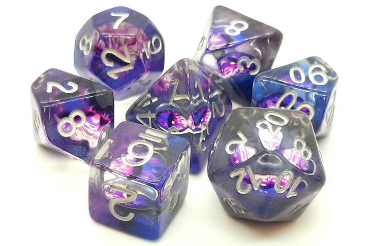 Old School Dice Infused - Dragon Eye Purple Poly 7 Set | Odin's Place
