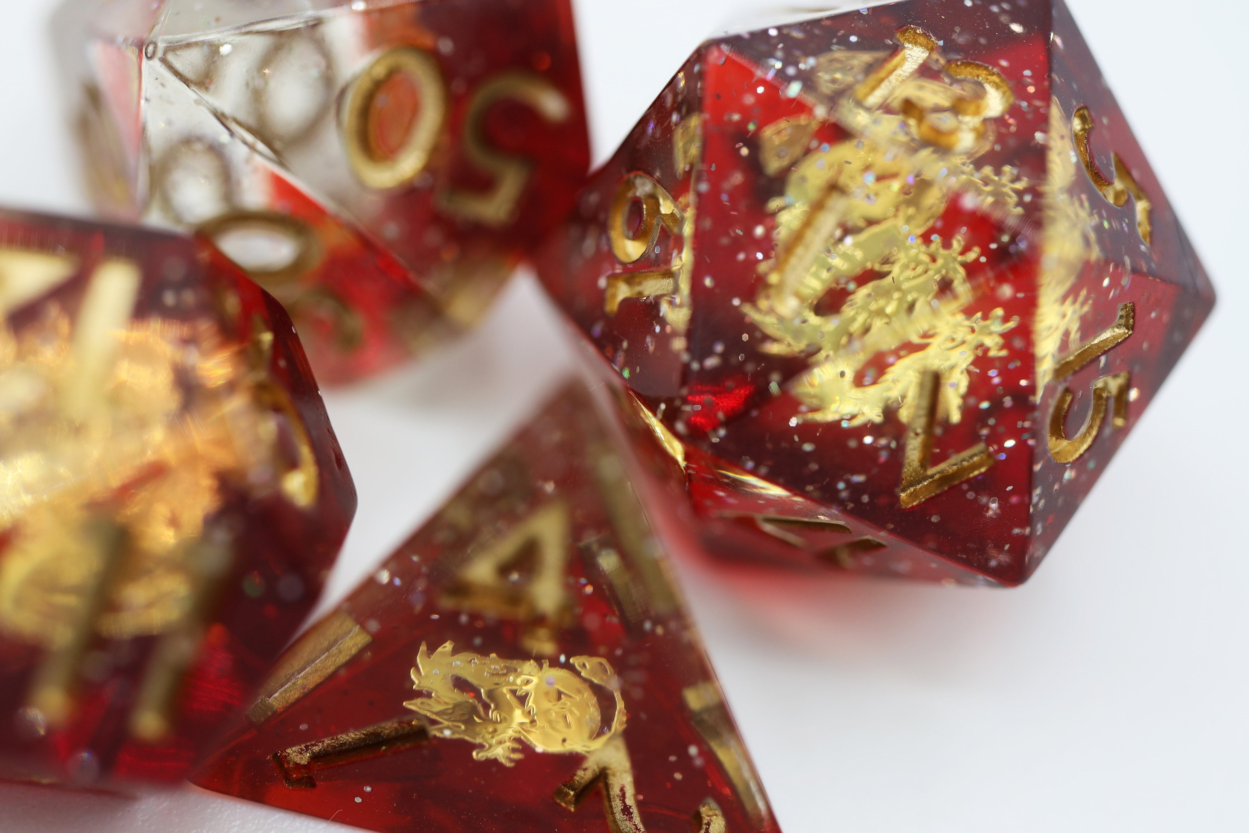 Foam Brain Sharp Edge Dragon of Flames Poly 7 Dice Set | Odin's Place