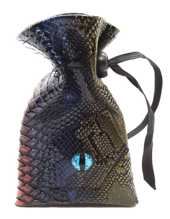 Old School Dice Dragon Dice Bag Spectral Blue and Gold | Odin's Place