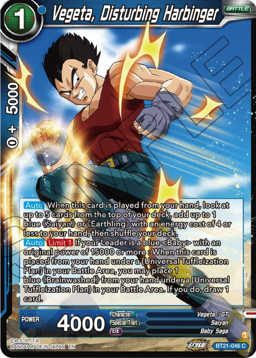 Vegeta, Disturbing Harbinger (BT21-046) [Wild Resurgence] | Odin's Place