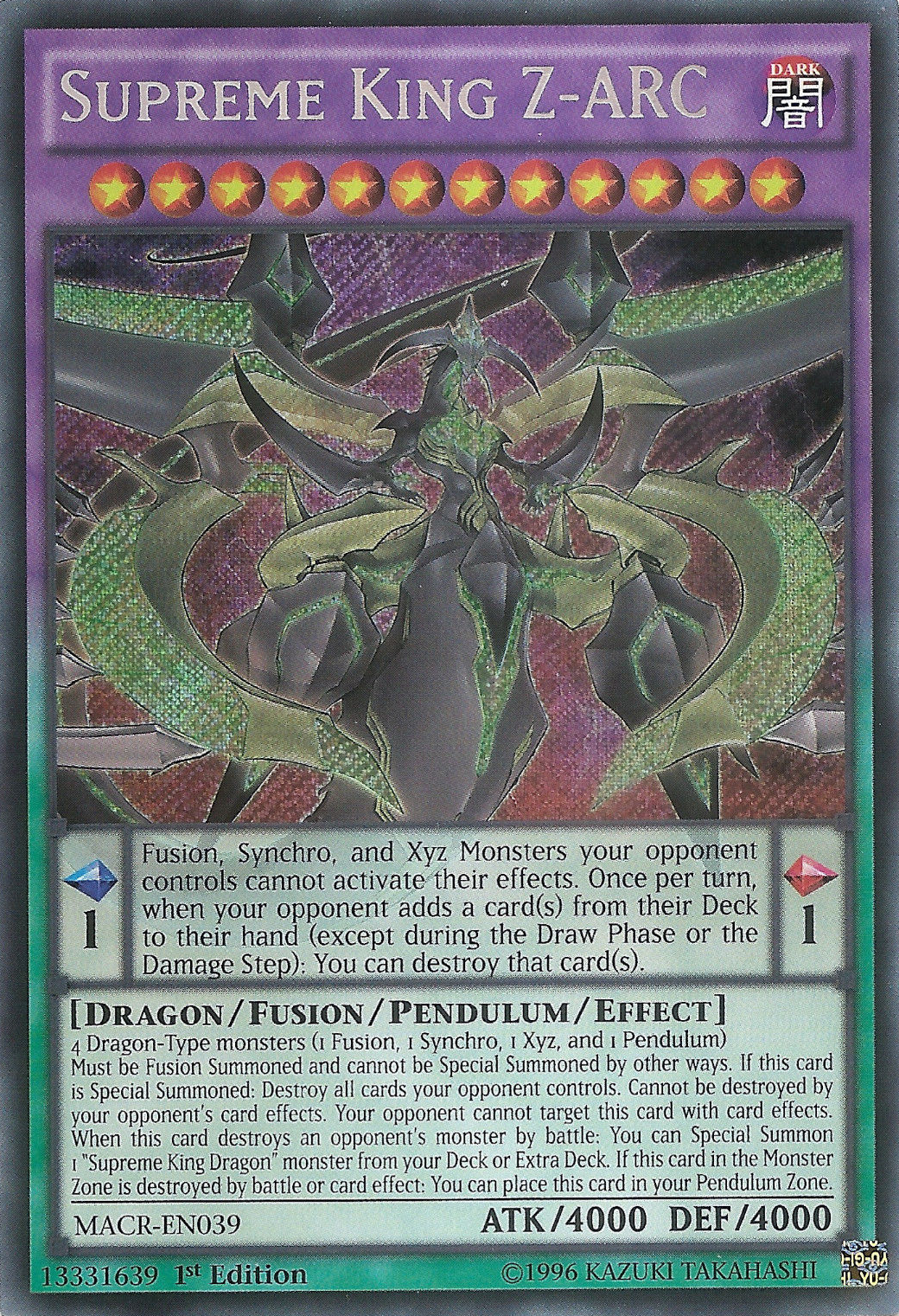 Supreme King Z-ARC [MACR-EN039] Secret Rare | Odin's Place