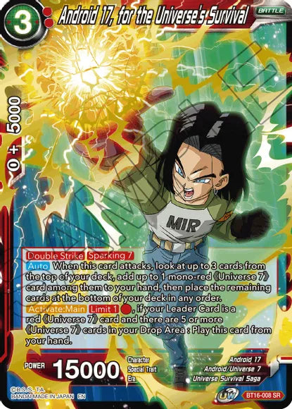 Android 17, for the Universe's Survival (BT16-008) [Realm of the Gods] | Odin's Place