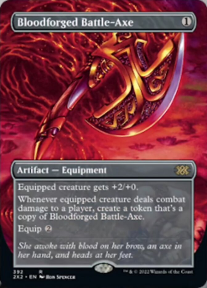 Bloodforged Battle-Axe (Borderless Alternate Art) [Double Masters 2022] | Odin's Place