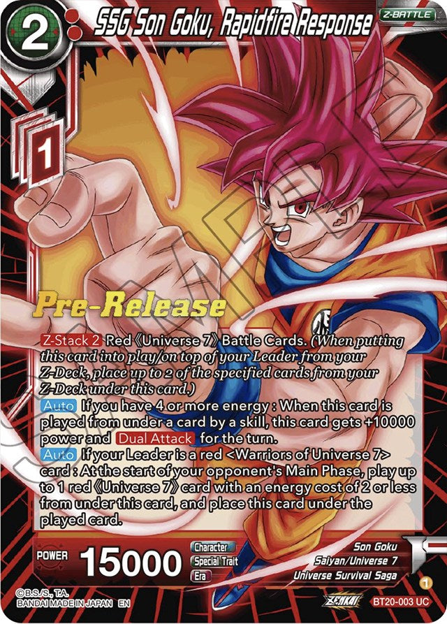 SSG Son Goku, Rapidfire Response (BT20-003) [Power Absorbed Prerelease Promos] | Odin's Place