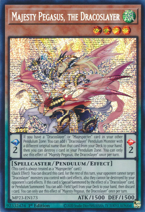 Majesty Pegasus, the Dracoslayer [MP23-EN173] Prismatic Secret Rare | Odin's Place