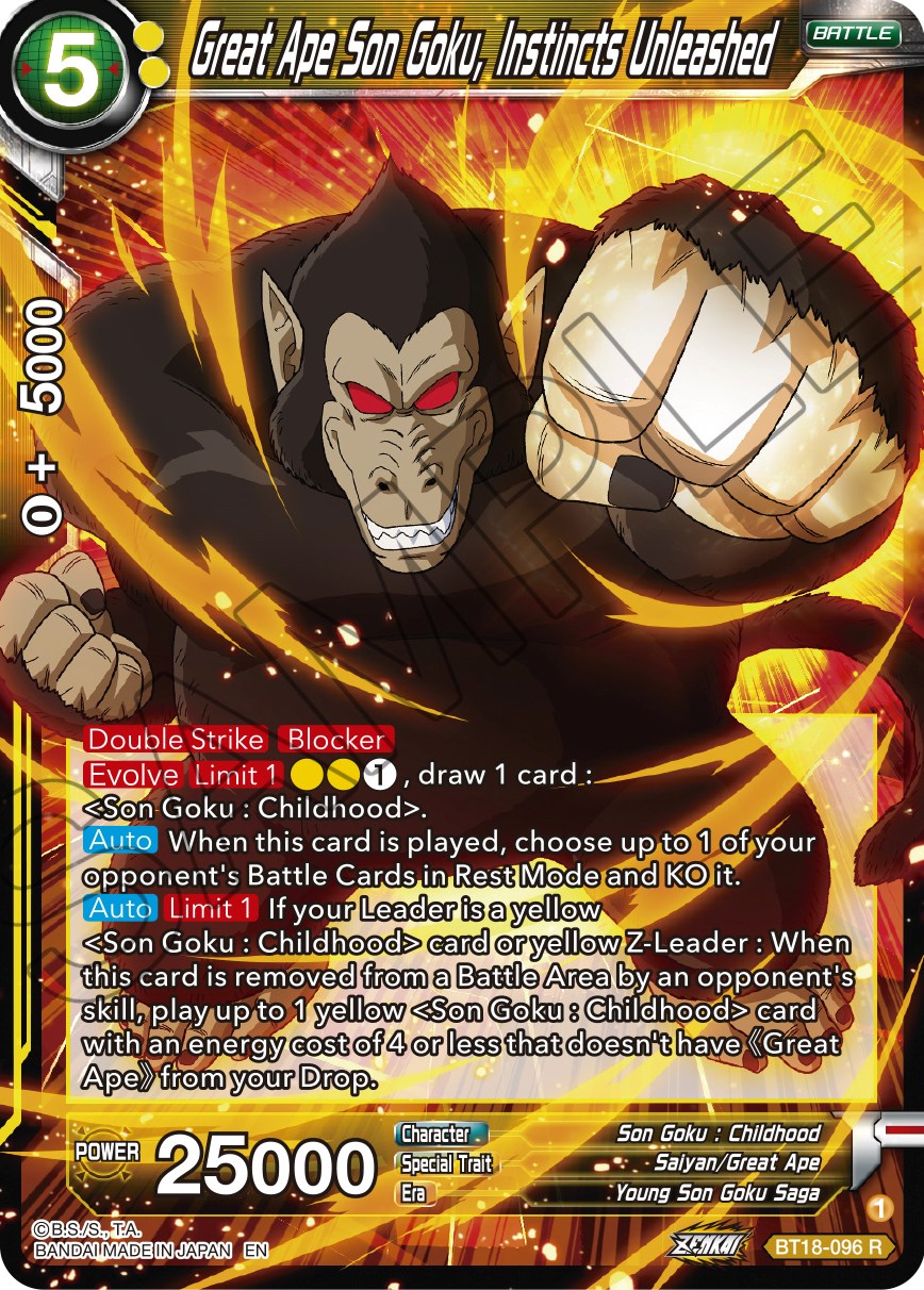 Great Ape Son Goku, Instincts Unleashed (BT18-096) [Dawn of the Z-Legends] | Odin's Place