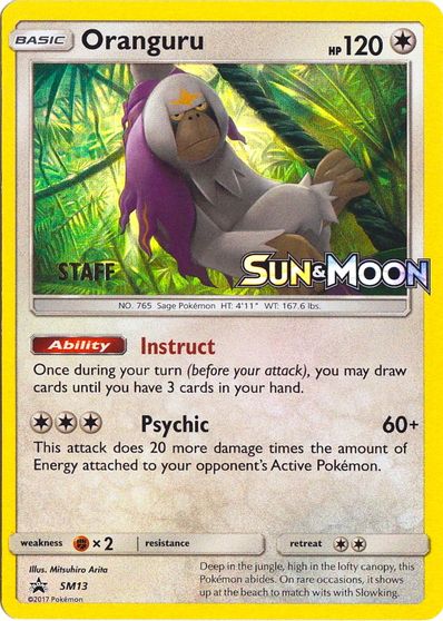 Oranguru (SM13) (Staff Prerelease Promo) [Sun & Moon: Black Star Promos] | Odin's Place